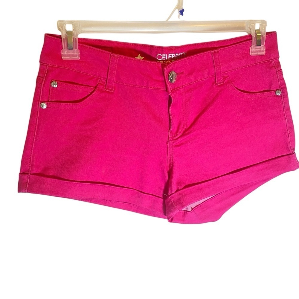 Celebrity Pink Women's size 9 Hot Pink Jean Shorts Cuffed Hem